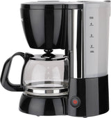 Cafetera de filtro grueso con jarra de cristal KA 12.17 | 0,6 litros para 4 tazas de café | 600 vatios | Negro - Acero inoxidable