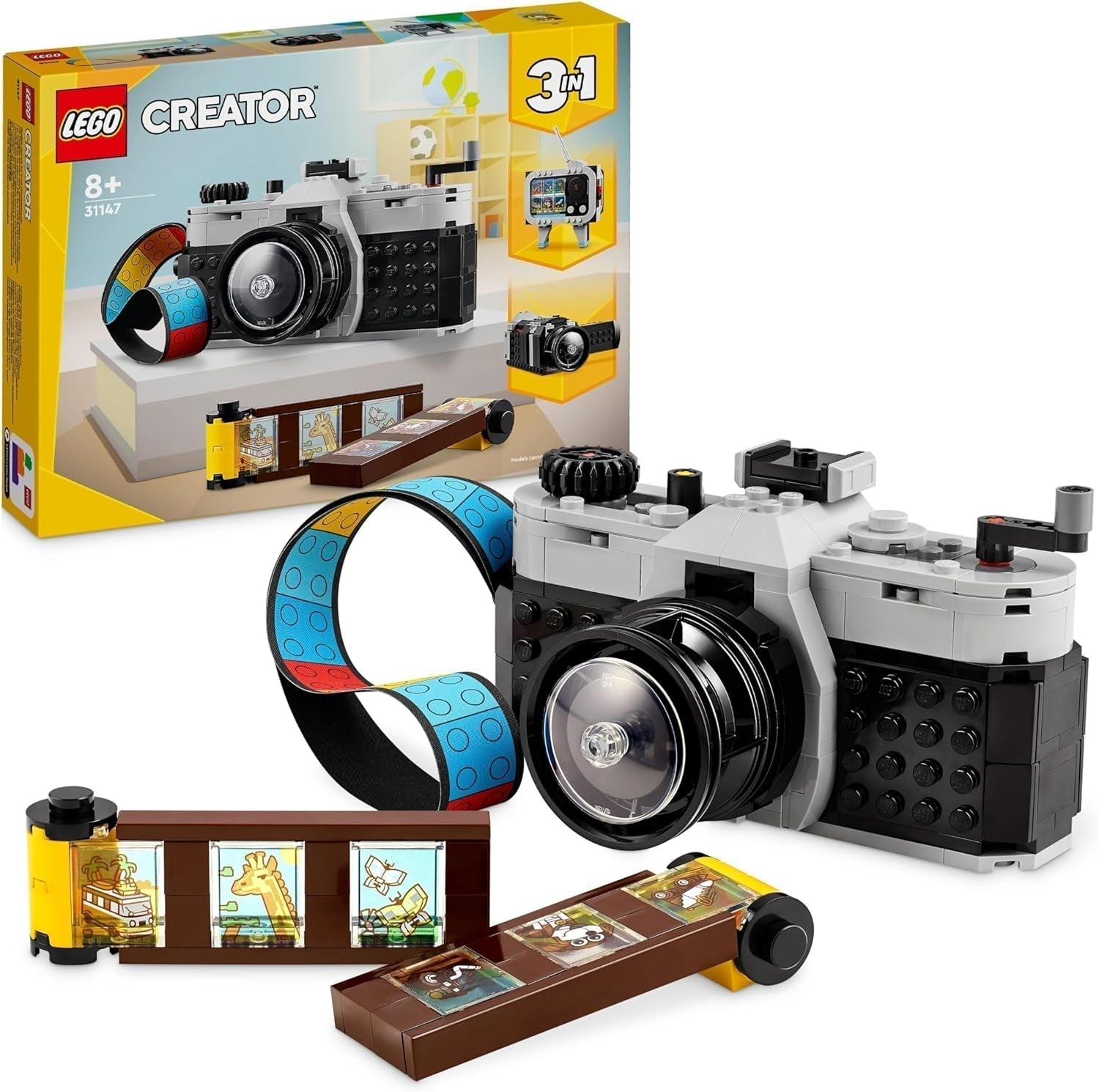 LEGO Creator Cámara de juguete retro 3 en 1, cámara de vídeo, televisor, decoración de escritorio para niños o accesorios de dormitorio, regalos de fotografía para niñas y niños de 8 años 31147 Juegos de construcción Besuche den LEGO-Store Single