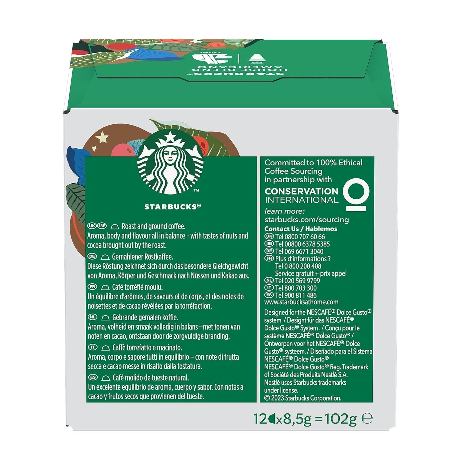 STARBUCKS House Blend de Nescafé Dolce Gusto, Mittlere Röstung, Kaffeekapseln 6 x 12 (72 Kapseln)