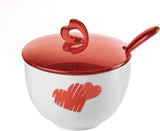Guzzini - Love, azucarero con cuchara - rojo transparente, 12,6 x 12,6 x h9,8 cm | 200cc-11470065