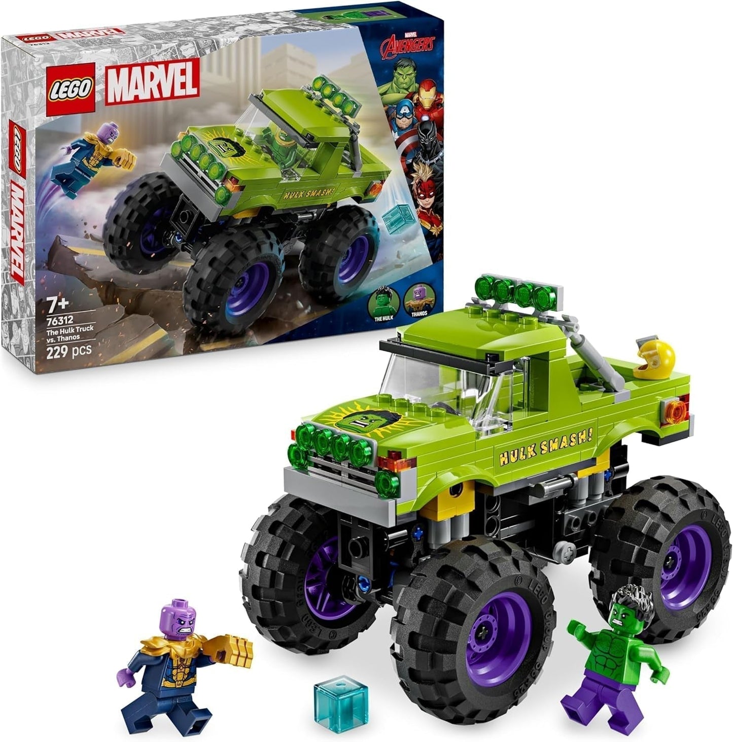 LEGO Ç€ Marvel Camión Hulk Vs. Thanos - Juguete de construcción de superhéroe - Vehículo y minifiguras de los Vengadores - Monster Truck para megadiversión - Regalo para niños y niñas de 7 años - 76312 Juegos de construcción Besuche den LEGO-Store Default title