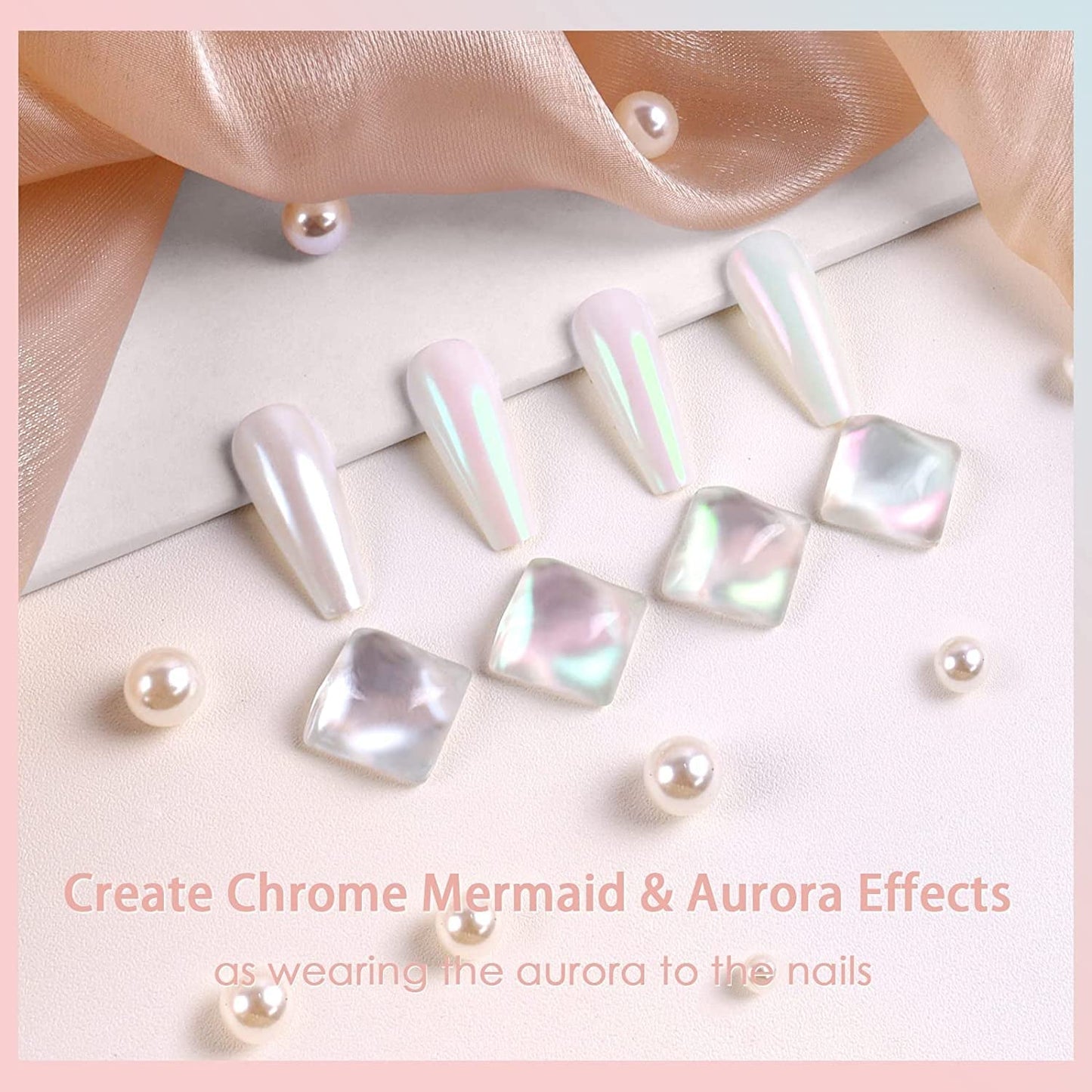 Chrom Nagel Pulver 4 Farben Irisierendes Aurora Pulver Metallic Spiegel Effekt Pigment Pearlescent Meerjungfrau Glitter Einhorn Glitter para esmalte de uñas en gel Decoración-Purpurgrüner Jadeit