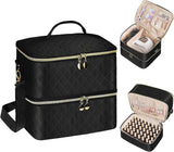 Organizador de laca de uñas Tasche, caja de almacenamiento de laca de uñas Doppelschicht, organizador Koffer para Nageldesign Kosmetiktasche para 30 botellas de base de neouñas (15 ml-0,5 onzas líquidas) y 1 lámpara de uñas (negro)