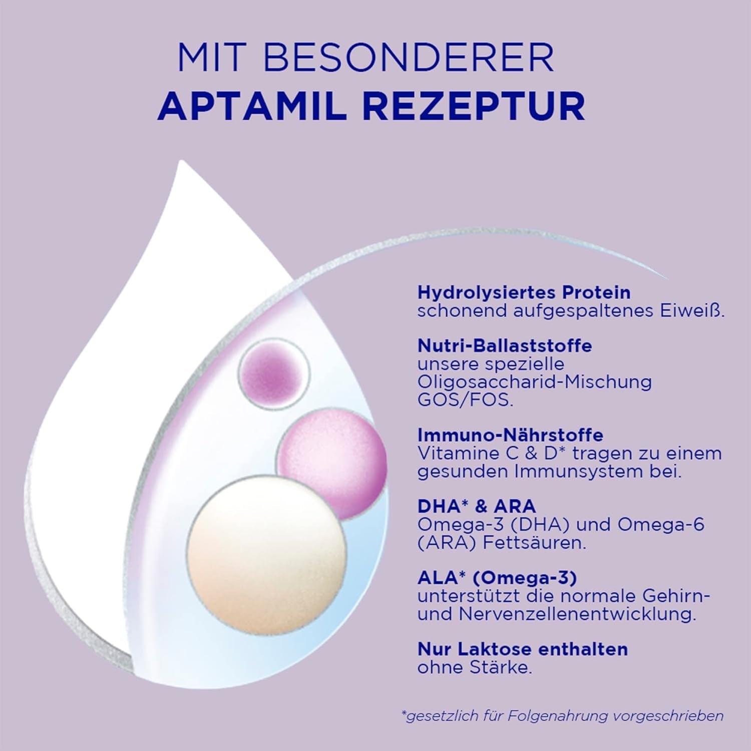 Aptamil HA 2 – Fórmula de continuación después de 6 meses, con Omega 3 y 6, DHA, ARA y ALA, Sin lactosa, Sin aceite de palma, Papillas, Leche en polvo, 1 x 800 g (Paquete de 4)
