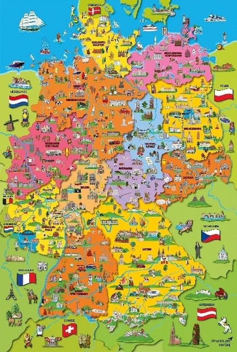 Mapa de Alemania con imágenes (rompecabezas para niños) Puzzle Naty Shop