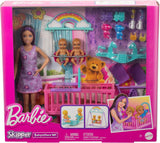 Muñeca Barbie Skipper y casa de juegos con accesorios, incluye muñecas gemelas, 1 cuna, 1 columpio, 1 mecedora y más, HXM99