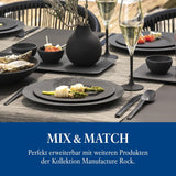 Villeroy & Boch Manufacture Rock Starter Set, 6 piezas, negro, apto para lavavajillas y microondas, vajilla negra mate, vajilla, cubiertos, porcelana premium