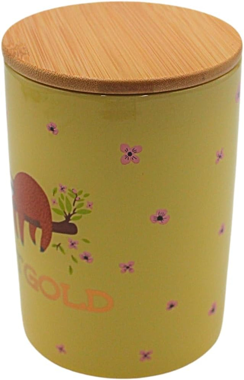Dekohelden24 Elegante caja de cerámica para guardar café, alimentos frescos y galletas Hüftgold. La razón: pereza. Dimensiones: Alto/Ø 15,6 x 11 cm. Naty Shop cajas para guardar alimentos