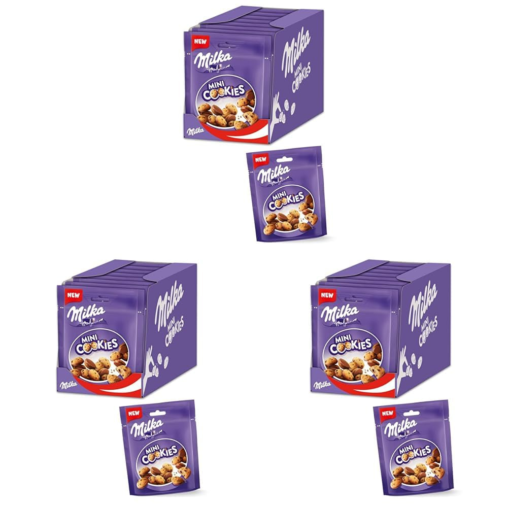 Mini galletas Milka, 8 x 110 g, mini galletas con chispas de chocolate con leche alpina Milka (paquete de 3)