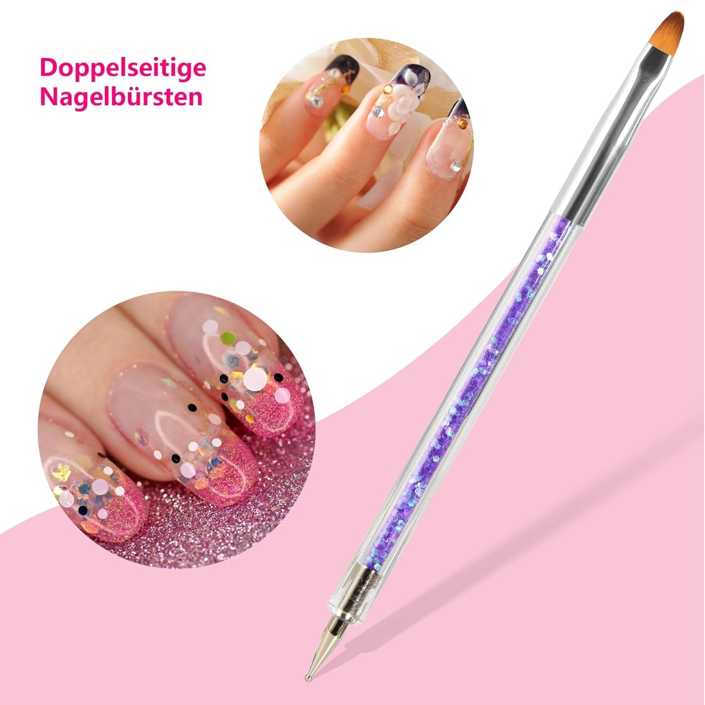 8 Stück Nagel Pinsel, Nagelkunstpinsel Pinsel Set, Pinsel Für Nägel Mit Doppelkopf Nail Art Pinsel Set Punteador y pincel de gel para uñas Präzise Pinsel Für Nageldesign Und Verzierungen