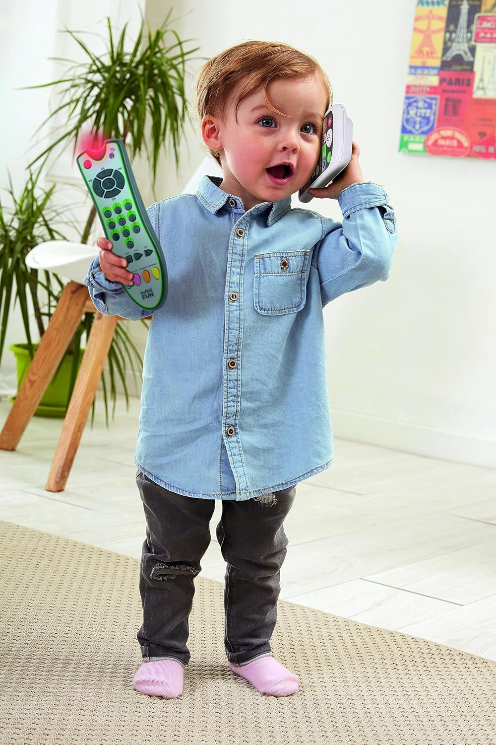 My Duo Teléfono de Alta Tecnología + Mando a Distancia - 1 Mando a Distancia Trilingüe Francés/Inglés/Español y 1 Teléfono Ultrarrealista - Juguete Educativo Multiactividad a Partir de 12 Años Juguetes Bebe Naty Shop