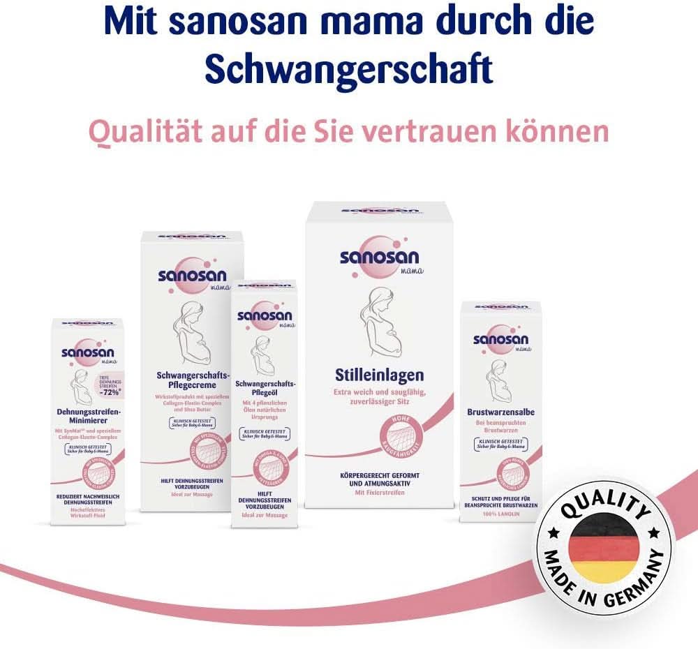 Sanosan Minimizador de Estrías, clínicamente probado - probado para reducir las estrías después del embarazo, sin parafina, colorantes, siliconas, 75 ml Cosmética y Belleza Naty Shop
