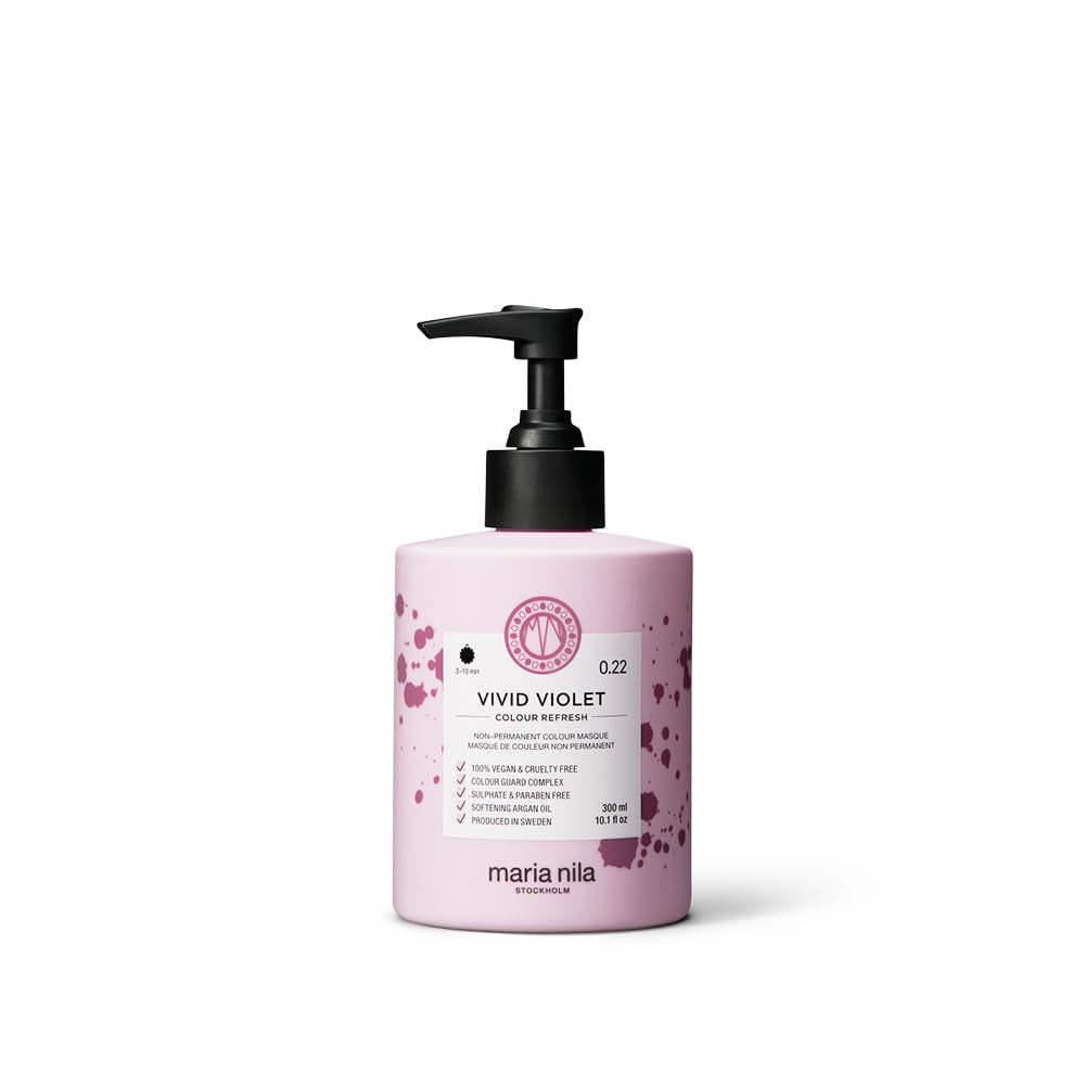 Maria Nila Color Refresh 300 ml: una bomba de color nutritiva que contiene pigmentos colorantes temporales que refrescan rápidamente el color del cabello. 100% vegano. Sin sulfatos y sin parabenos. Tinte para el cabello Naty Shop Violeta Vivid