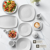 tectake® Vajilla para 12 personas, vajilla de porcelana de 100 piezas, incluye 12 platos, 12 platos de postre, 12 platos llanos, 12 tazas, 12 cuencos de cereales, ensaladera, lechera y azucarero