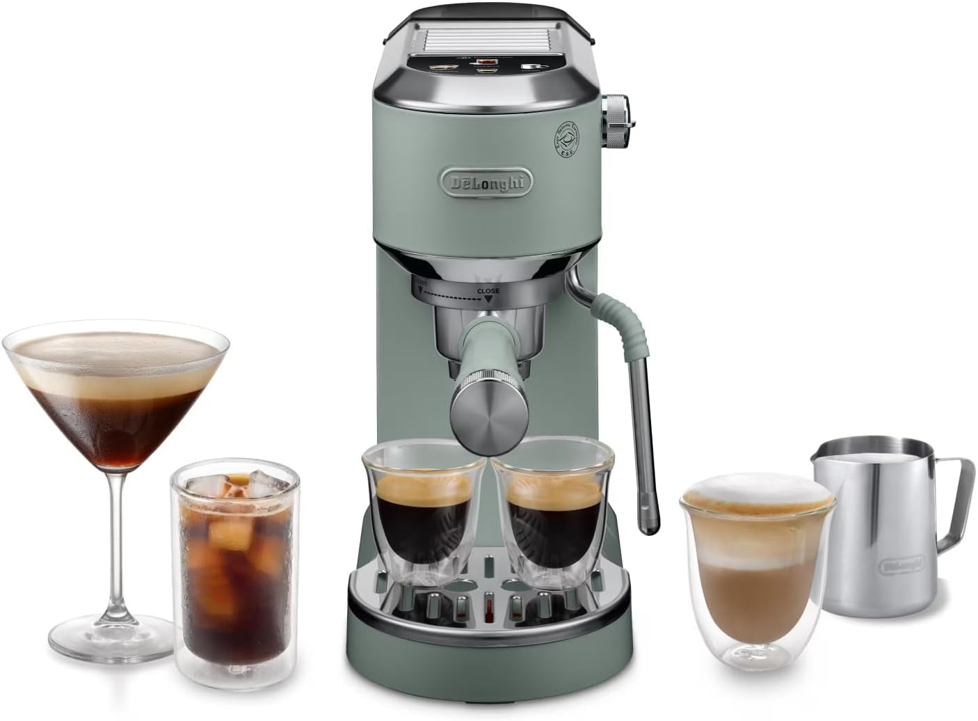 De'Longhi Dedica Style EC 685.B - Cafetera espresso con portafiltro, cafetera espresso con espumador de leche profesional, sólo 15 cm de ancho, para café molido o cápsulas ESE, depósito de agua de 1 l, negro