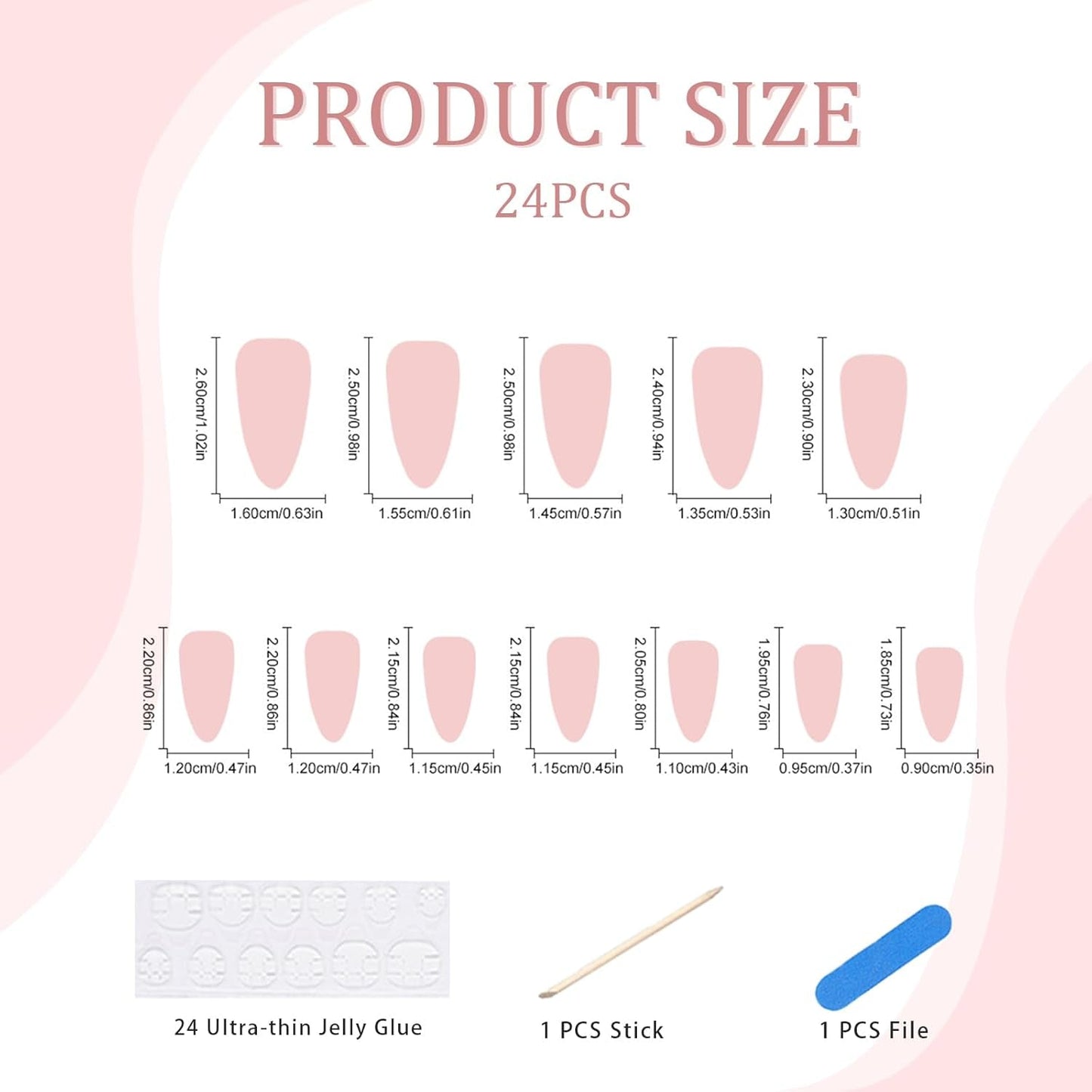 24 Uds. Prensa de almendra blanca sobre uñas francesas con lazos perlas uñas postizas pegamento en puntas de uñas postizas uñas con brillo