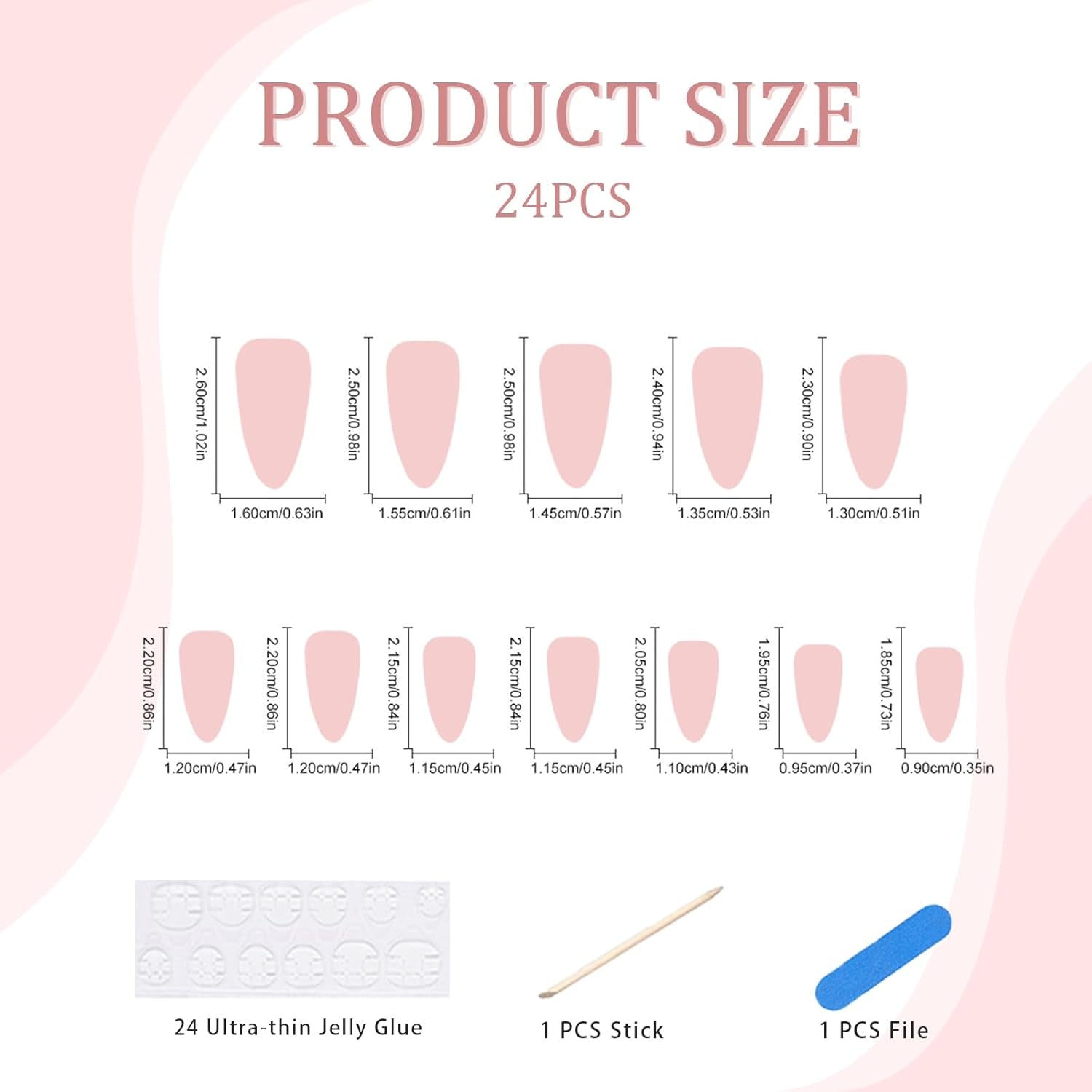 24 Uds. Prensa de almendra blanca sobre uñas francesas con lazos perlas uñas postizas pegamento en puntas de uñas postizas uñas con brillo