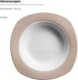 Vajilla combinada MÄSER Nela, serie 30 piezas, vajilla cuadrada para 6 personas, blanco/marrón