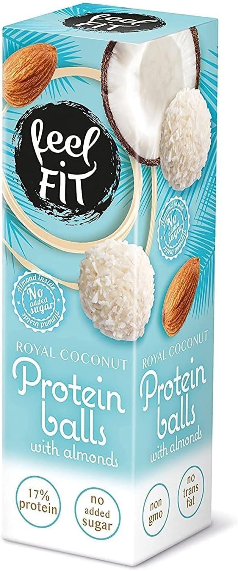 Bombones de coco con almendras sin azúcar, siéntete FIT, sin azúcares añadidos, 17% proteína, 63 g