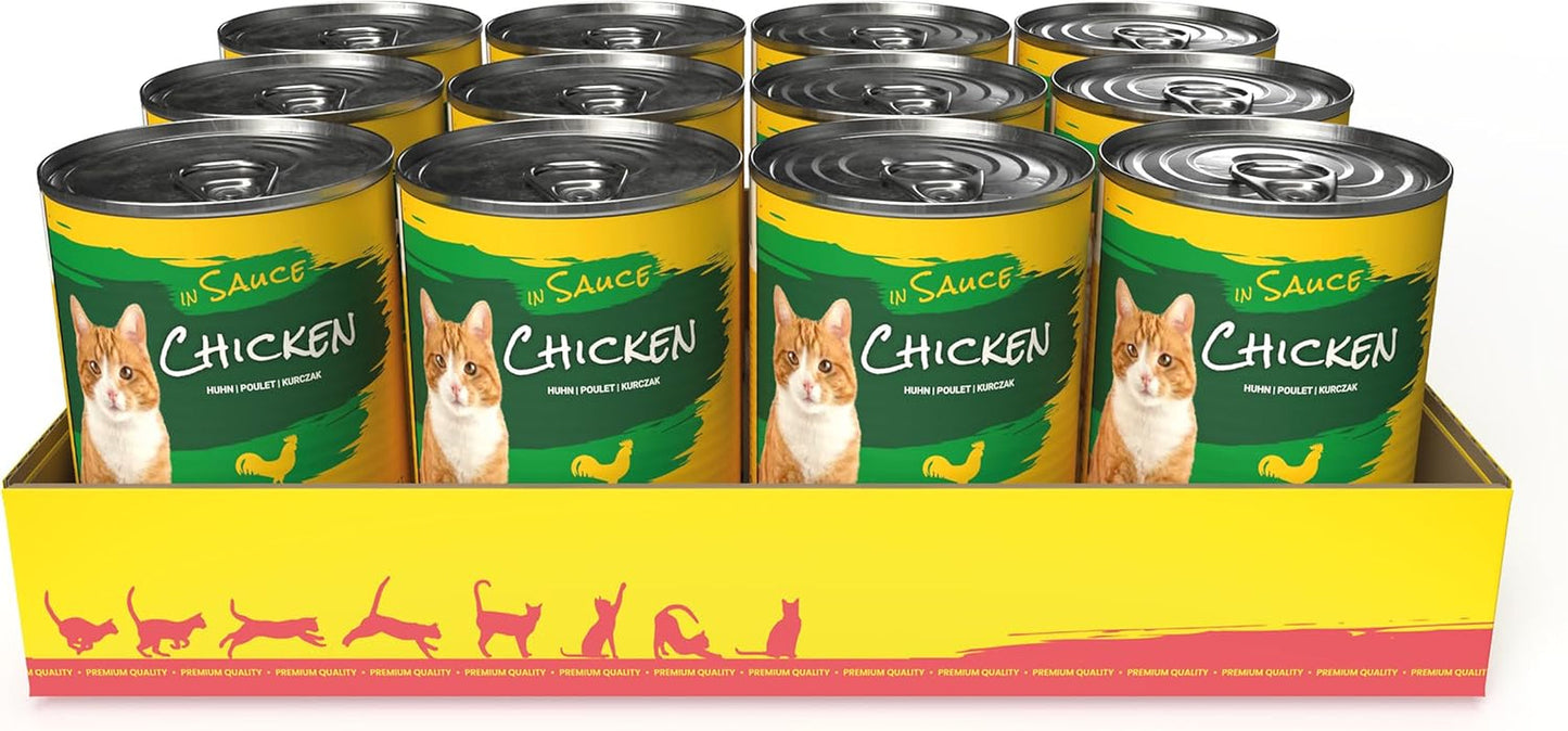 JosiCat Pollo en Salsa (12 x 415 g) | Adulto | Comida húmeda premium para gatos adultos | Pollo en salsa | Vitamina D3 y E | Desarrollado por JOSERA | Comida húmeda para gatos | Alimentación completa | Paquete de 12