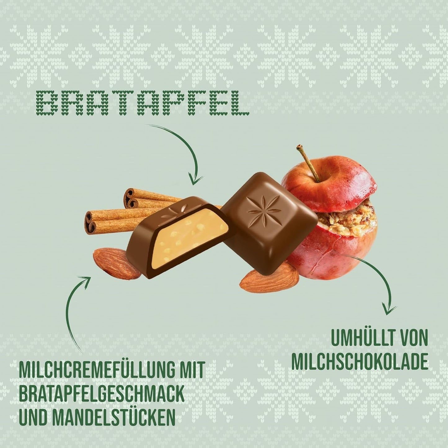 Schogetten Edición de invierno con manzanas maduras I Barra de chocolate 100g I con chocolate con leche y en cómodos trozos individuales