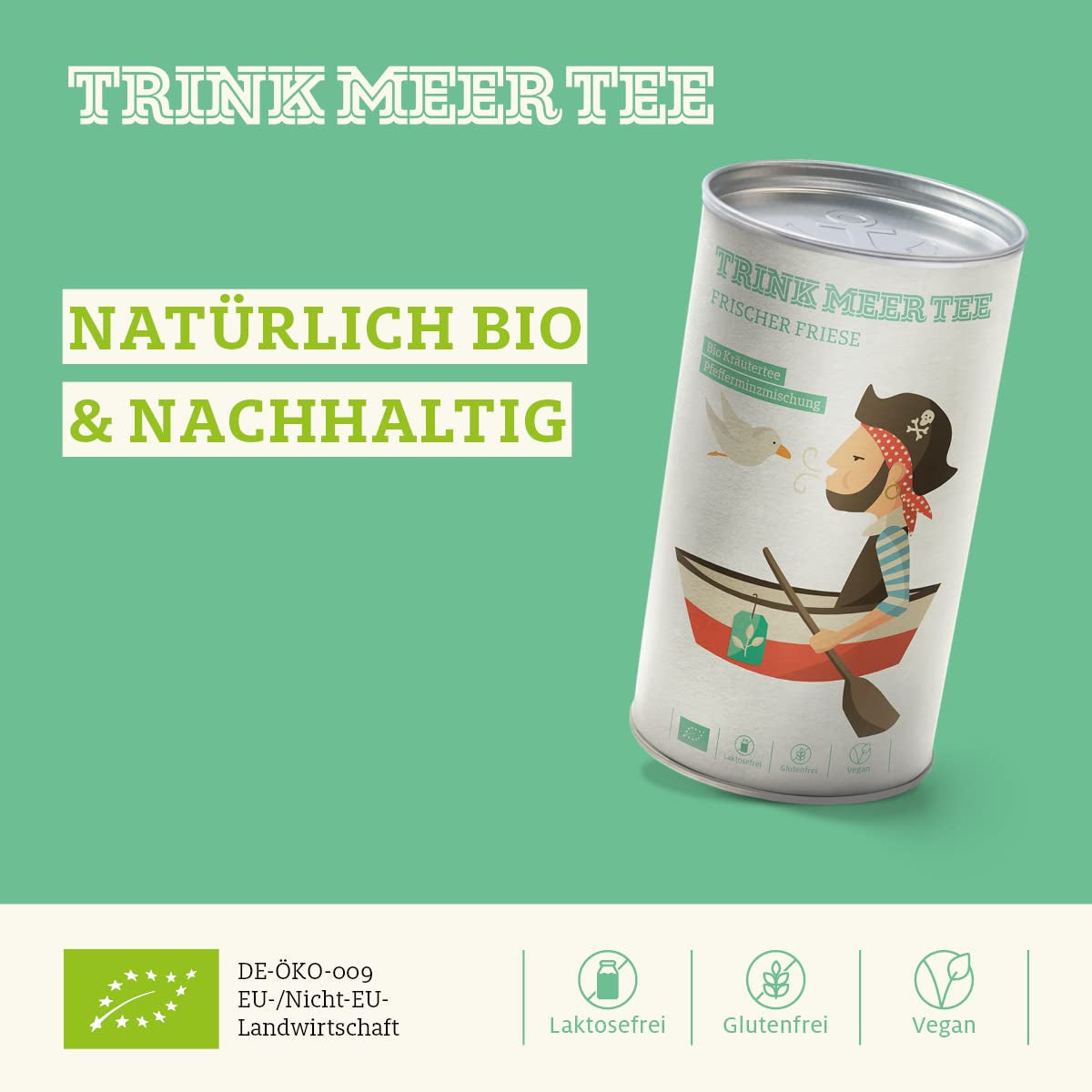 Beba más té FRISCHER FRIESE - Té de hierbas orgánico | Mezcla de menta | Té de menta orgánico | Té a granel en caja de té | Regalo I 50 G