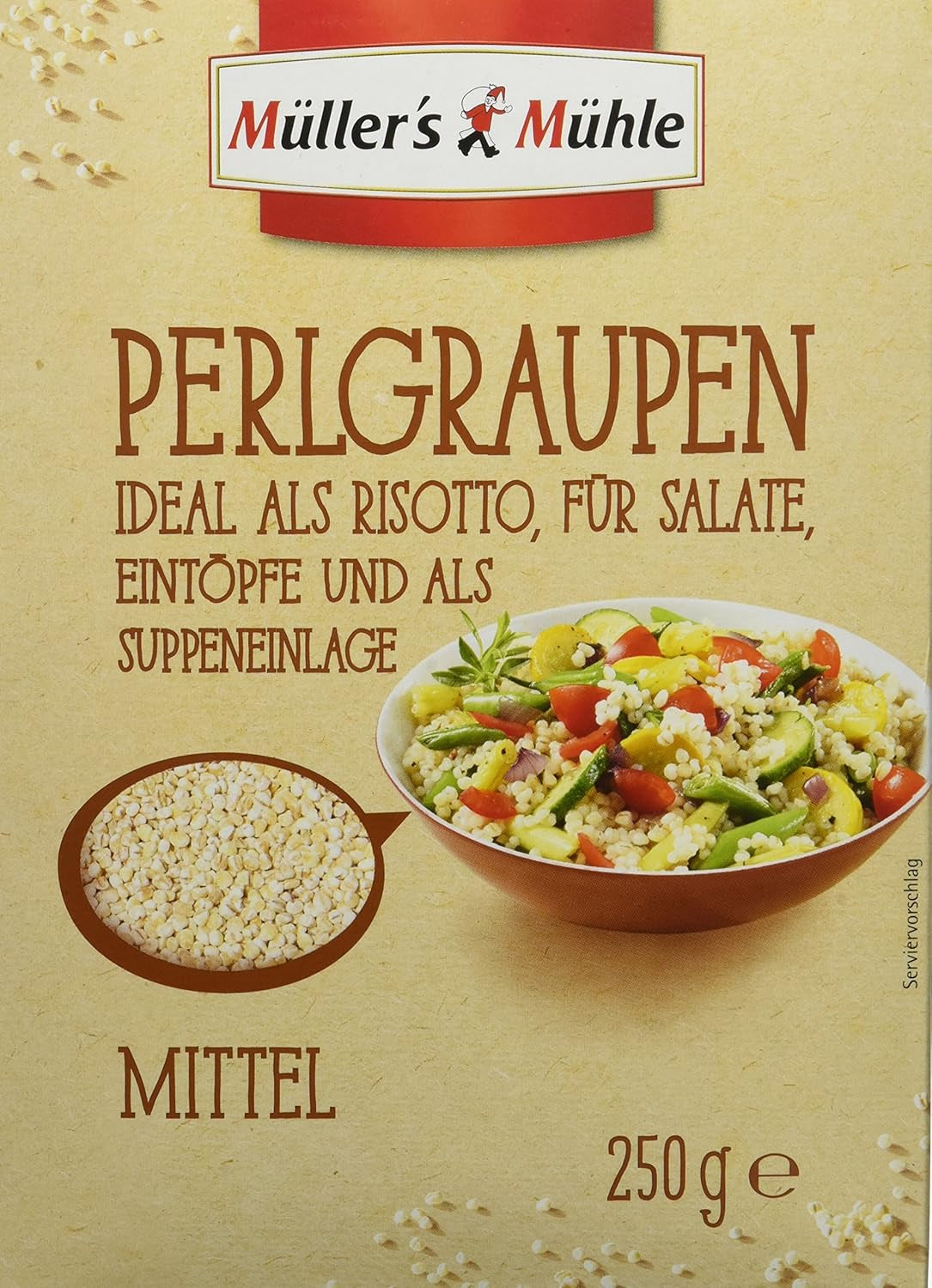 Cebada perlada Müller's Mühle, 250 g (paquete de 5)