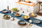 HENXFEN LEAD Vajilla de Porcelana, Vajilla de 12 Piezas para 4, Vajilla Colorida para 4 - Platos Pintados a Mano, Platos de Postre, Platos de Sopa - Estilo Bohemio