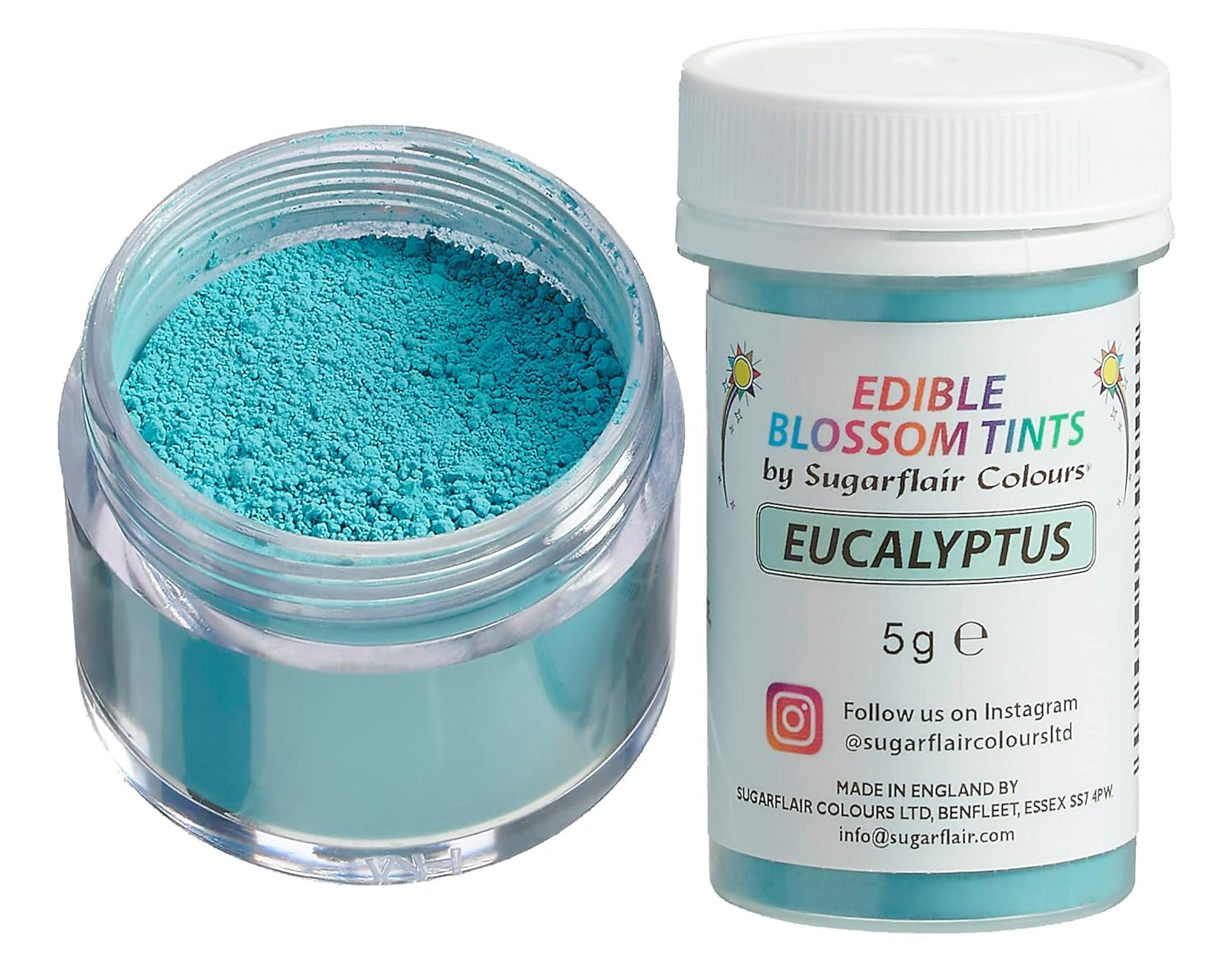Sugarflair Blossom Tint Dust Eucalipto Colorante alimentario en polvo - Colorante alimentario en polvo para decoración de pasteles, pasta de azúcar, fondant, glaseado, chocolate, crema de mantequilla, macarrones y más - 5G
