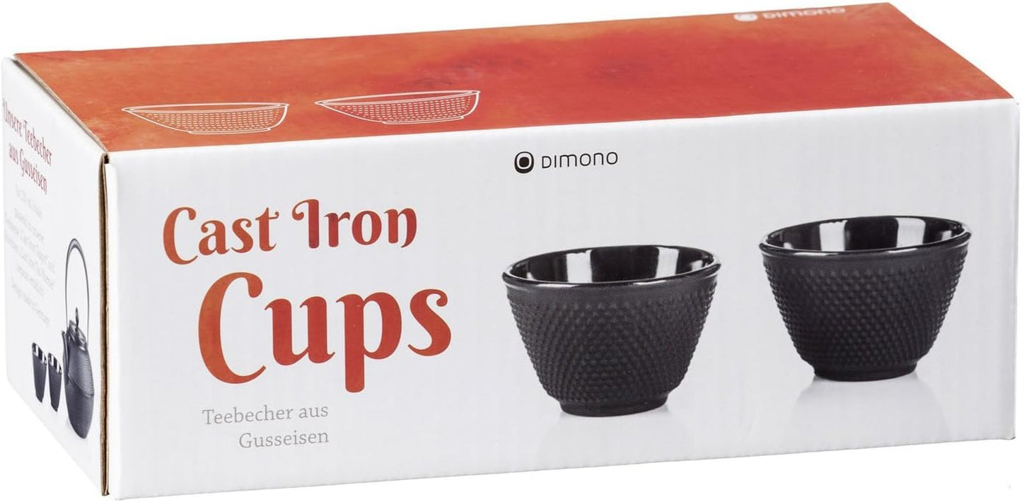 Juego de té tradicional de hierro fundido Dimono: tetera, calentador y 2 tazas de té.