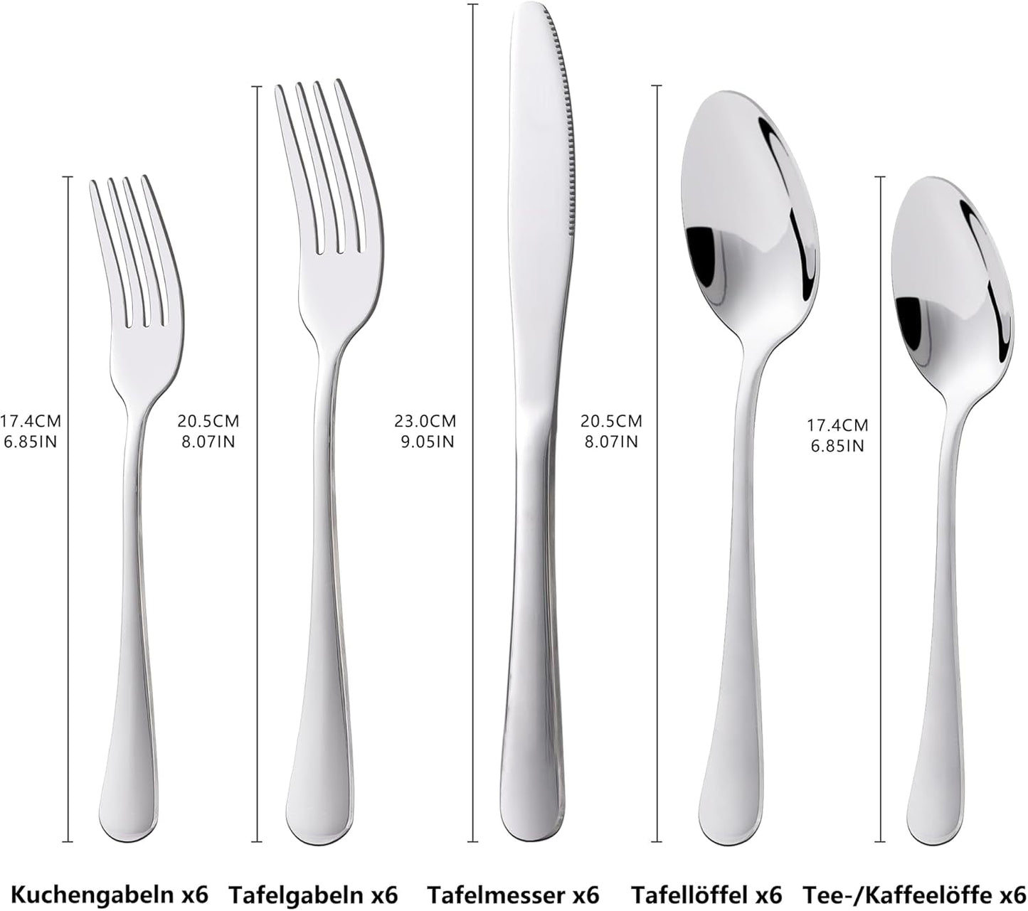 Juego de cubiertos Kitchenboss para 6 personas: Juego de cubiertos de 20 o 30 piezas Cocina Naty Shop