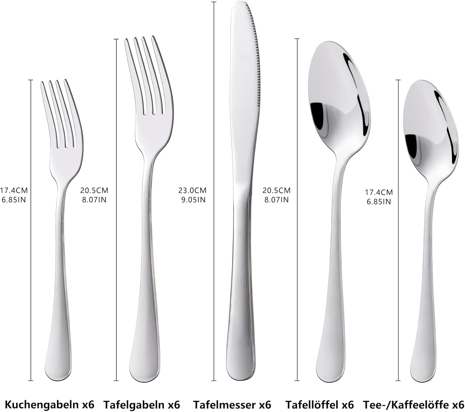 Juego de cubiertos Kitchenboss para 6 personas: Juego de cubiertos de 20 o 30 piezas Cocina Naty Shop