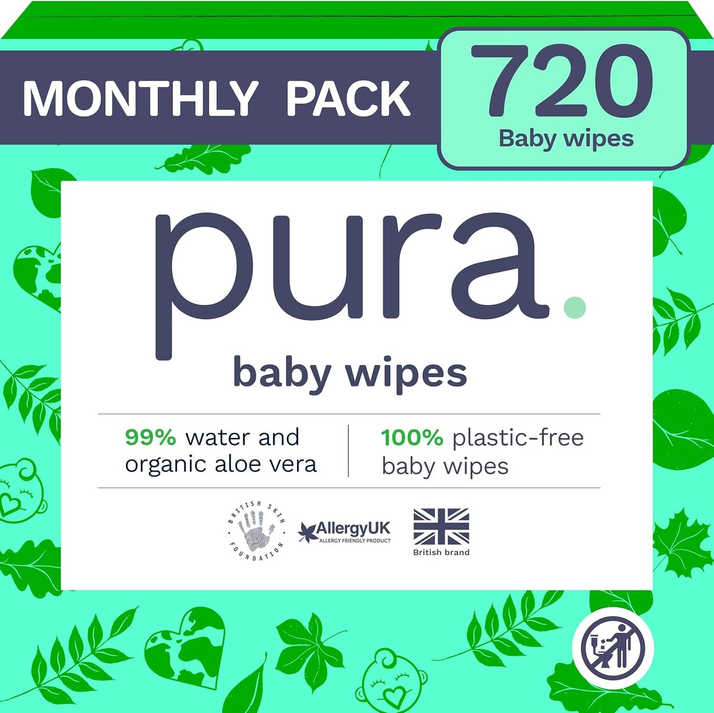 Toallitas desechables ecológicas para bebés para pieles sensibles del bebé 70 toallitas (1 paquete) 99% de agua 100% sin plástico para pieles sensibles Recién nacidos propensos al eccema Biodegradables Veganos