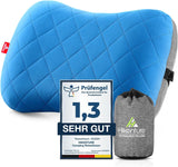 HIKENTURE Almohada Hinchable para Camping/Viaje con Funda de Almohada Extraíble, Almohada Ergonómica, Cómoda Almohada para el Cuello para Viajes/Al Aire Libre, Almohada Inflable para el Cuello de Viaje (Verde)... Almohadas Ortopédicas Cervicales Naty Shop Azul
