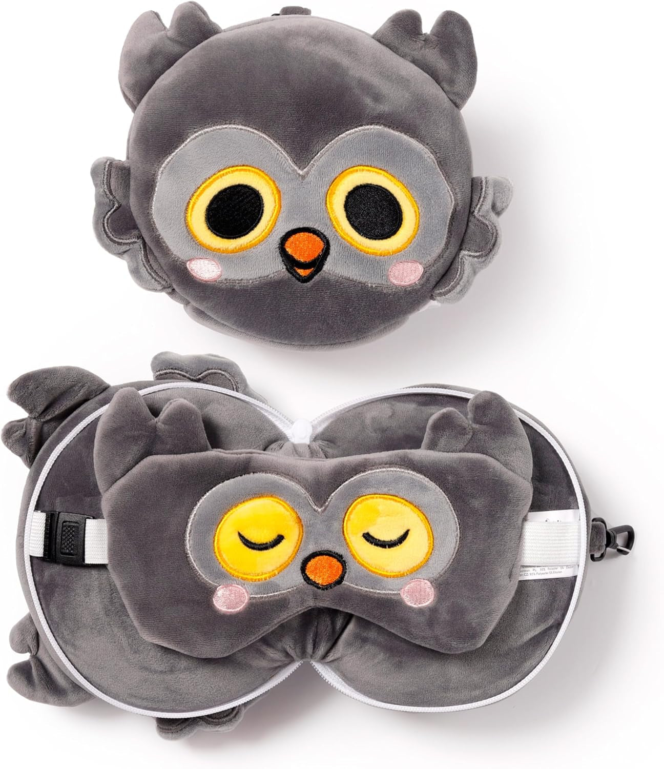 Almohada de viaje con máscara Relaxeazzz - Búho Winston - Almohadas de viaje con animales lindos Naty Shop Título predeterminado