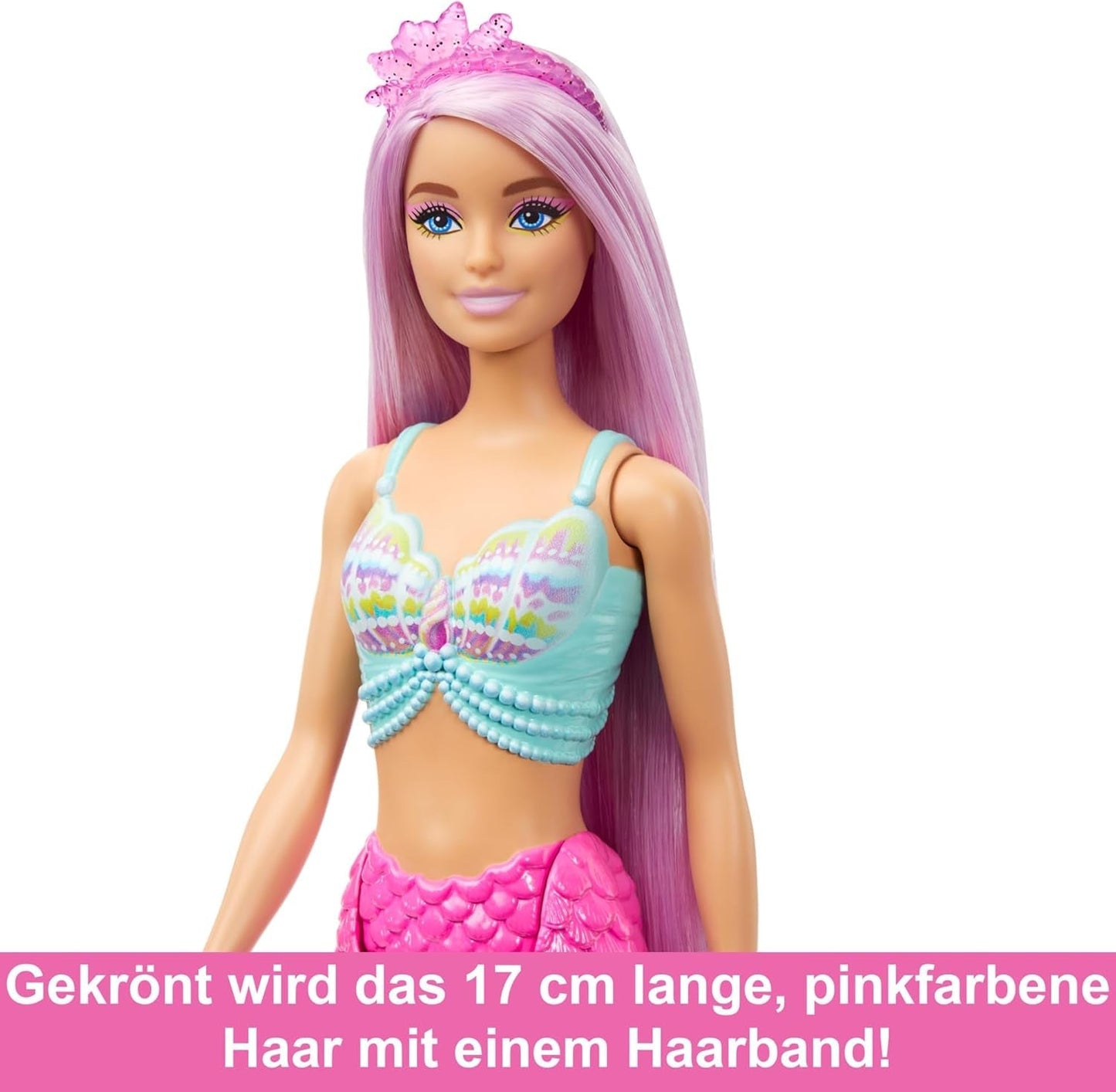 Muñeca Barbie Sirena: con pelo largo rosa y accesorios de peinado personalizados, que incluyen cepillo, bonita concha y aletas rosas, para edades de 3 años en adelante, HRR00 Naty Shop Dolls