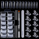 Juego de formas de uñas de 120 piezas, extensiones de uñas, formas de uñas de gel, juego de formas de uñas con cepillo de doble cabeza y lima de uñas con clips, para uñas de gel
