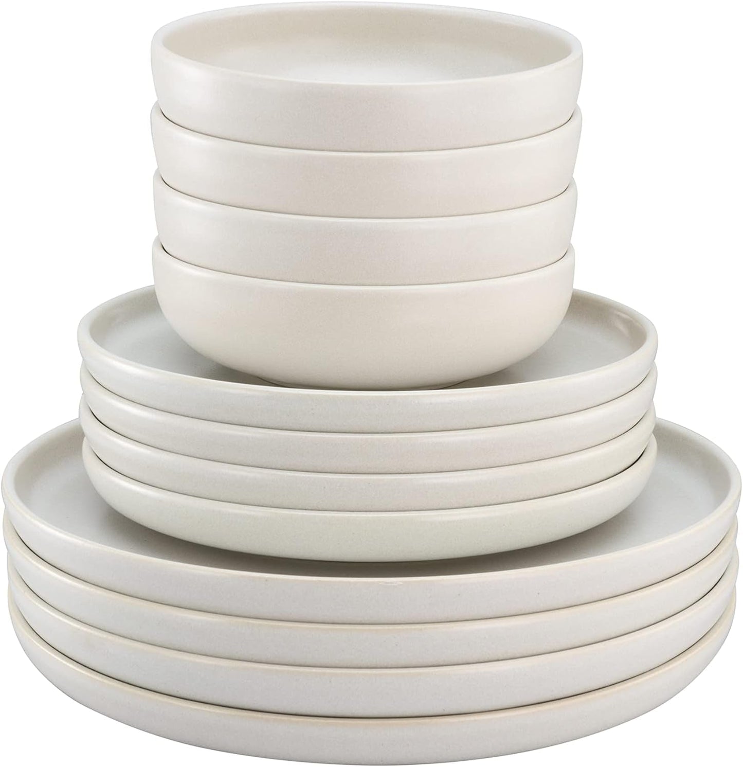 CreaTable, 33065, Vajilla Serie Uno Amarillo-Blanco de 12 Piezas, Juego de Platos de Porcelana, Apto para Lavavajillas y Microondas, Hecho en Portugal