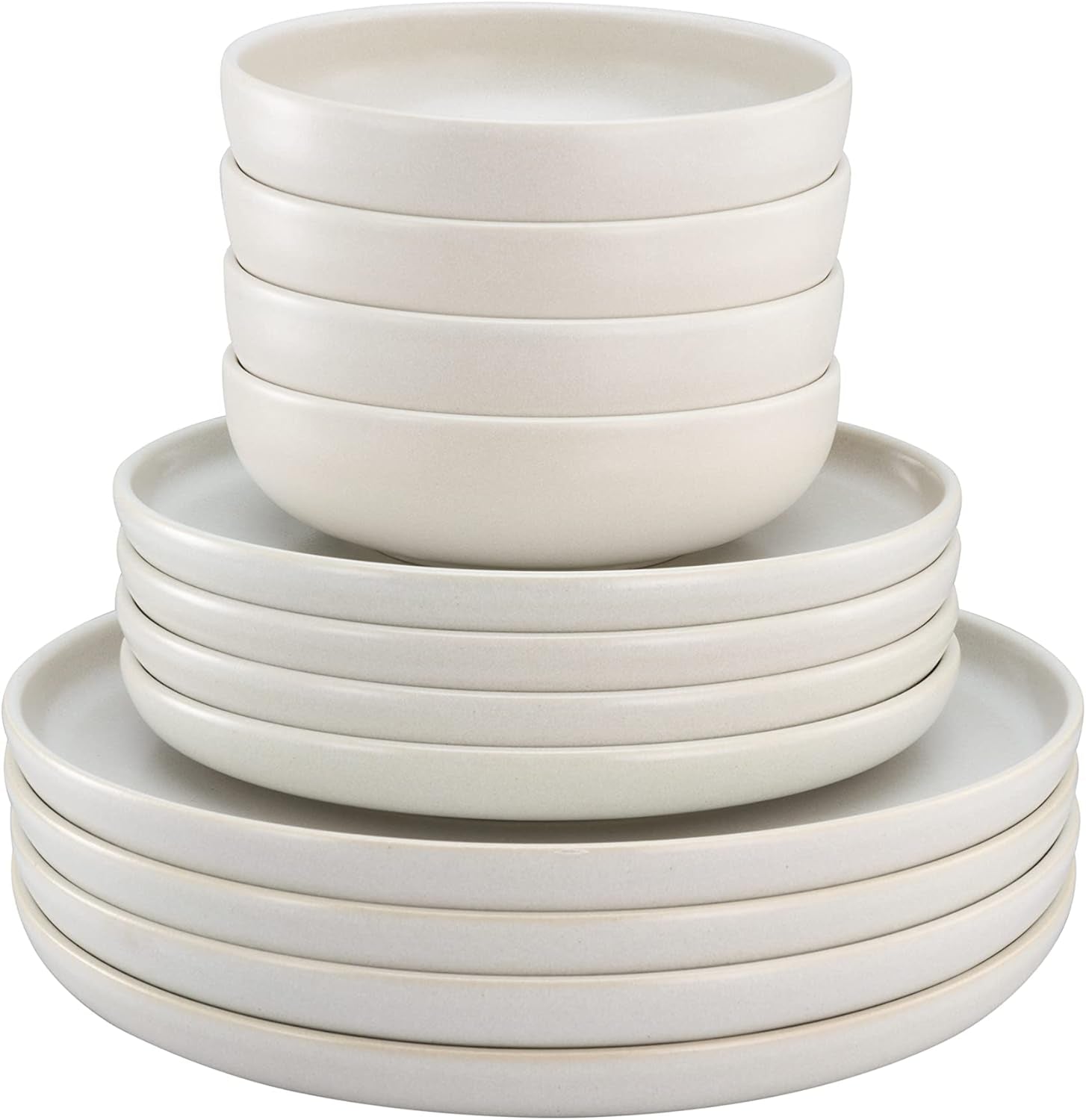 CreaTable, 33065, Vajilla Serie Uno Amarillo-Blanco de 12 Piezas, Juego de Platos de Porcelana, Apto para Lavavajillas y Microondas, Hecho en Portugal