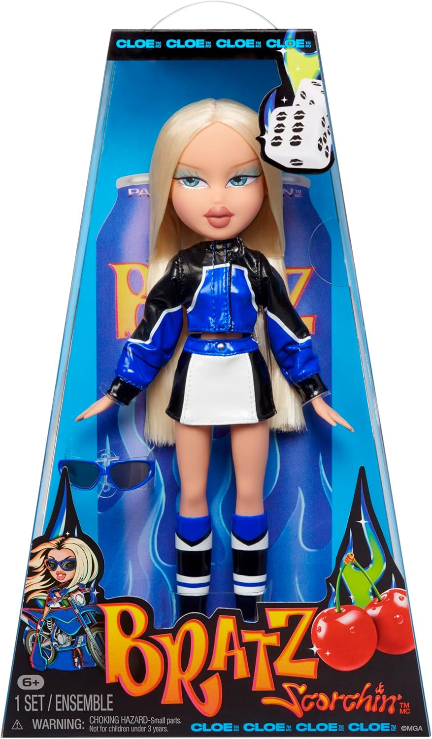 Bratz Scorchin' Cloe: incluye 1 muñeca de moda con atuendo y accesorios, muñecas inspiradas en los deportes de motor, lindo juguete para niñas