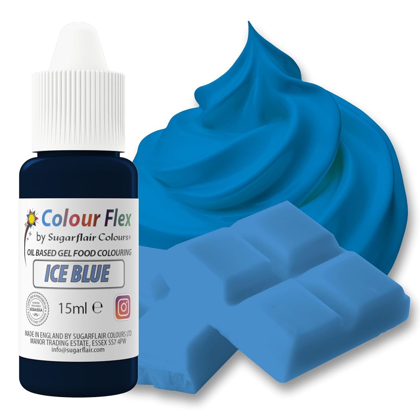 Sugarflair Colourflex Colorante alimentario a base de aceite, Azul real, Colorante alimentario líquido altamente concentrado, Colorante alimentario para crema de mantequilla, chocolate, masa, fondant, glaseado y más - 15 ml