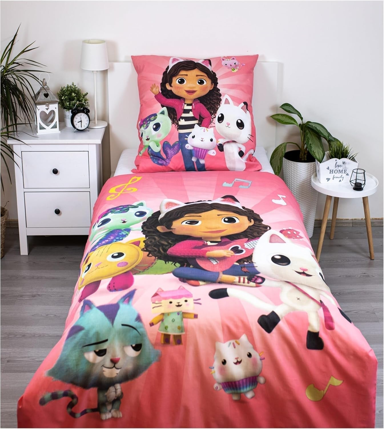 Ropa de cama infantil, películas y dibujos animados, reversible, algodón Ropa de cama - infantil Naty Shop Gabby'S Dollhouse