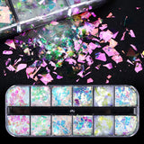 JMEOWIO Nail Glitter 12 Rejillas Sirena Nail Art Decoración Accesorios Diseño de Uñas