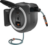 Gardena PowerRoll XXL Solo Caja de manguera de pared inalámbrica: Enrollador de manguera automático con manguera de jardín de 40 m, guía de manguera y RollControl, funciona con pilas, resistente a los rayos UV y a las heladas (18647-55)