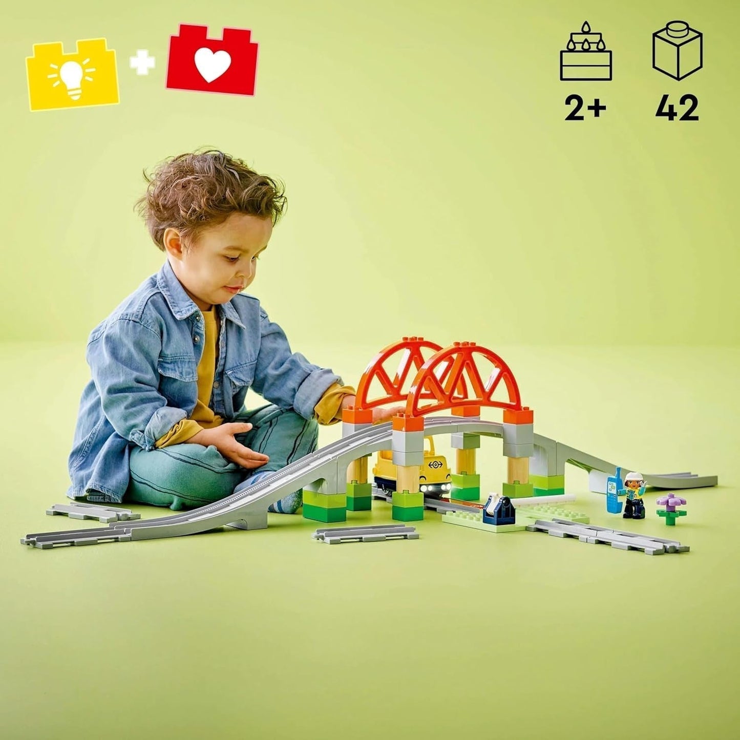 LEGO DUPLO Puente y vías del ferrocarril de la ciudad - Set de ampliación, regalo para niños a partir de 2 años, set de construcción y reconstrucción, set de desarrollo preescolar, juguete educativo 10426 Juegos de construcción Besuche den LEGO-Store