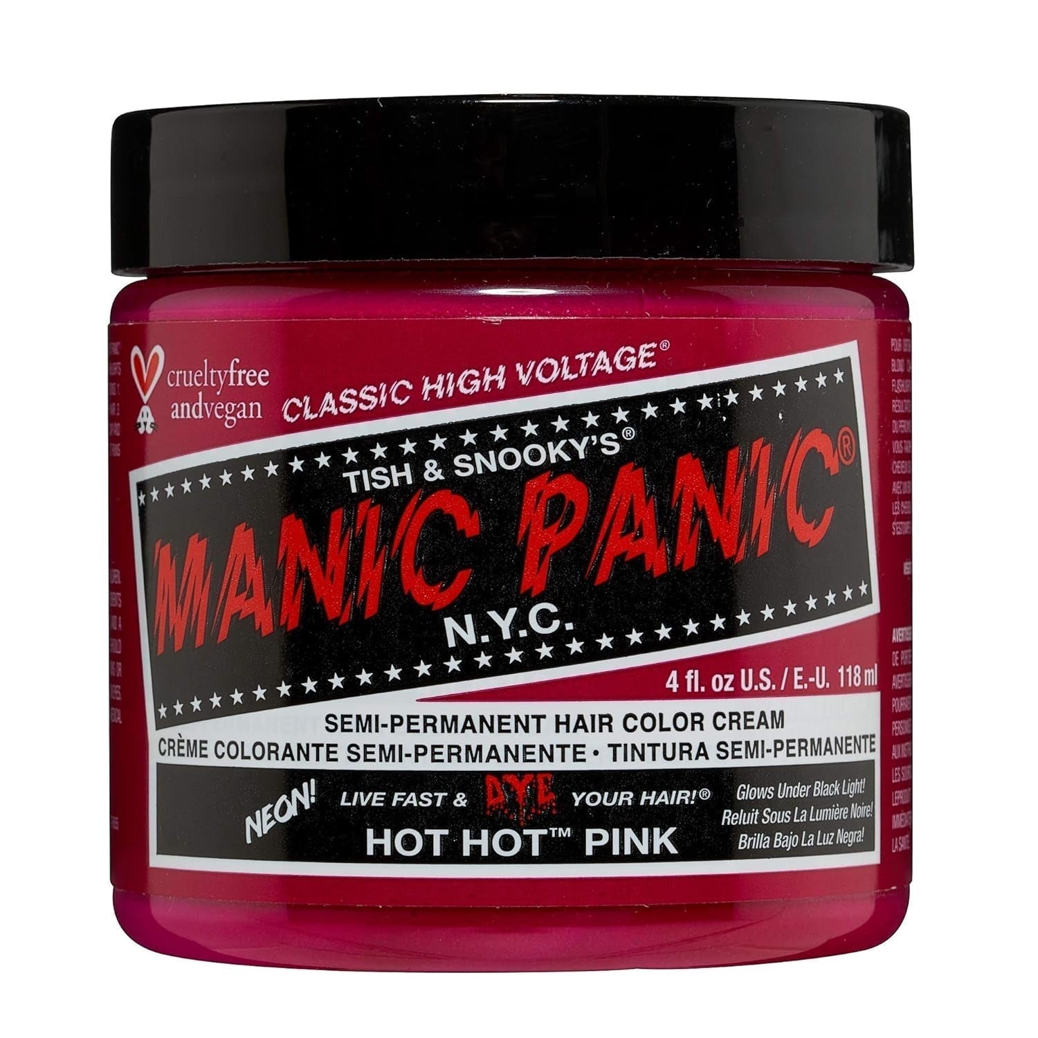 Manic Panic Hot Hot Pink Crema Clásica Vegano Cruelty Free Tinte Capilar Semi Permanente 118ml Naty Shop Tinte Capilar Hot Hot Pink 118 Ml (1 Pack)
