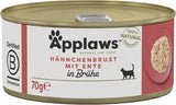 Applaws Premium Comida Húmeda Natural para Gatos, Pollo con Pato en Sopa, Enlatada 70g (24x70g)