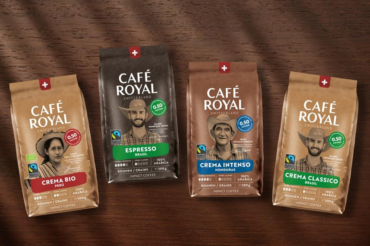 Café Royal Bio Espresso Perú – 100% Arábica Kaffeebohnen, aromatisch-intensiv, dunkle Röstung, Stärke 4/5, Bio & Fairtrade, 500 g ganze Bohnen