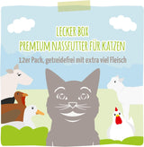 MjAMjAM - Comida húmeda premium para gatos - Deliciosa caja de 12 paquetes (12 x 200 g) sin cereales con carne extra