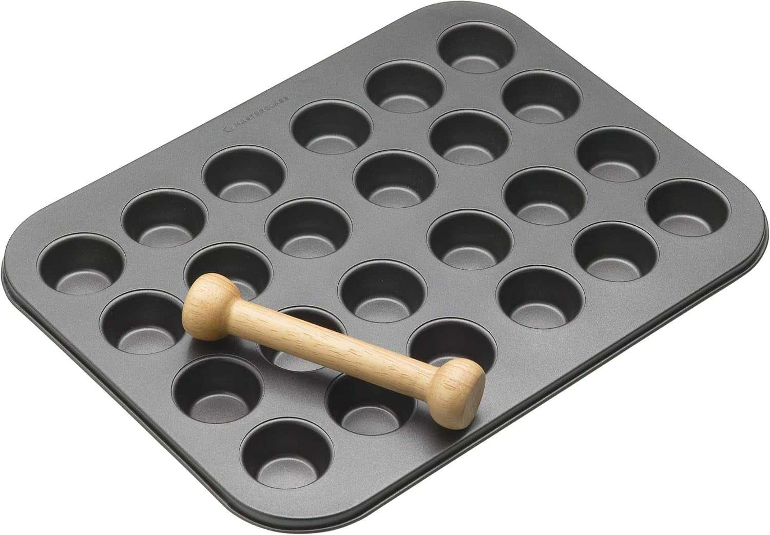 Mini molde para tarta Masterclass 24 agujeros 1 mm de espesor Acero al carbono duradero 35x27 cm Gris Naty Shop